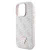 Etui Guess do iPhone 16 Pro różowy Leather 4G Triangle Strass