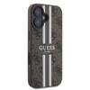 Etui Guess do iPhone 16 brązowy 4G Printed Stripes MagSafe