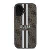 Etui Guess do iPhone 16 brązowy 4G Printed Stripes MagSafe